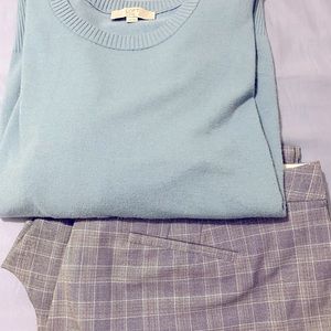 Bundled Outfit: Loft Plus Pleated Sweater and Plaid Trouser